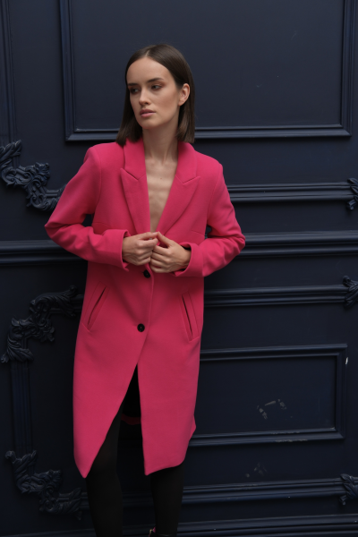 Manteau mi-long couleur Fuchsia 